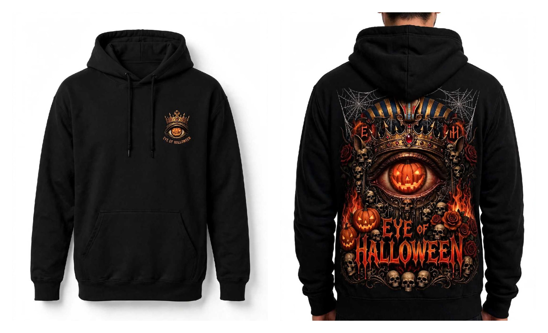 EYE OF HALLOWEEN front and back hoodie artwork